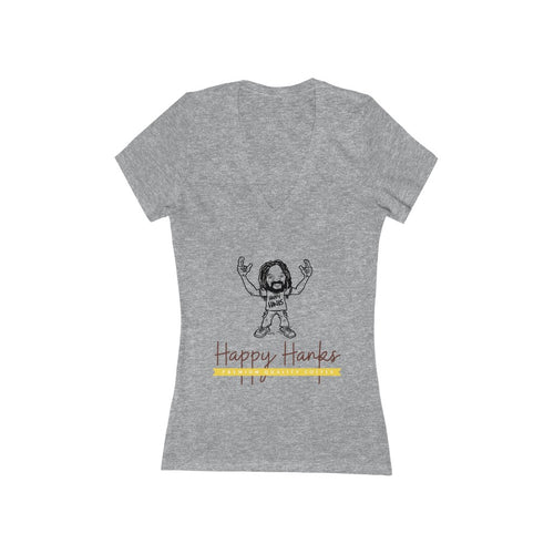 Women's Jersey Short Sleeve Deep V-Neck Tee - Happy Hanks Coffee