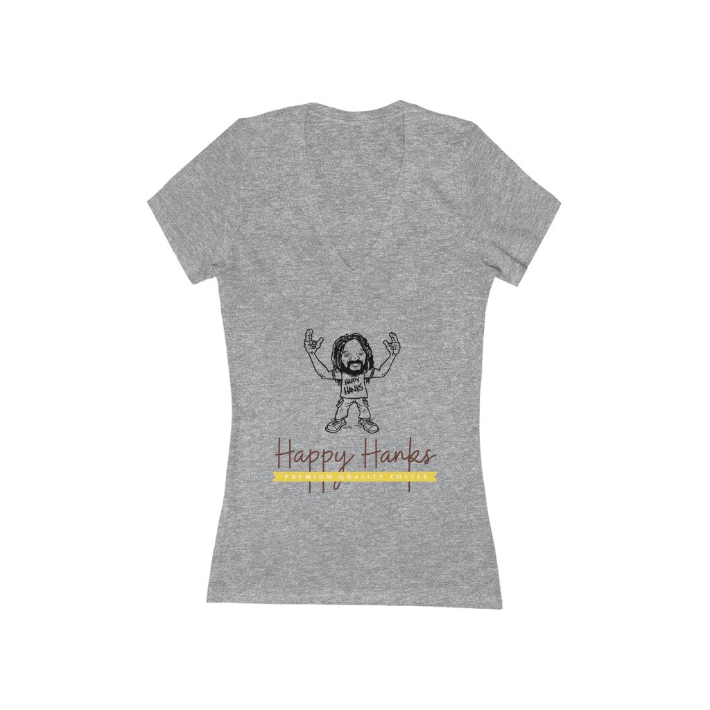 Women's Jersey Short Sleeve Deep V-Neck Tee - Happy Hanks Coffee